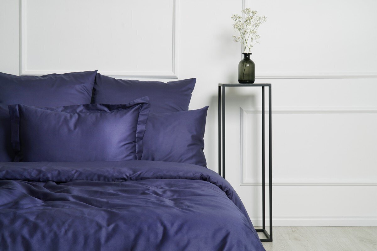 Satīna gultas veļas komplekts no 5 daļām Blue, 140x200 cena un informācija | Gultas veļas komplekti | 220.lv