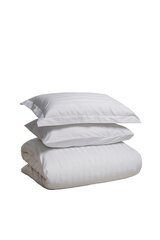 Satīna gultas veļas komplekts no 5 daļām White Stripe, 150x220 cena un informācija | Gultas veļas komplekti | 220.lv