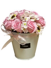 Букет розовых мыльных роз в белом ведре. цена и информация | Мыло | 220.lv