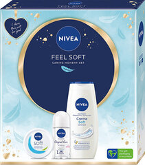 Komplekts Nivea Feel Soft body care gift set: dušas želeja Creme Soft, 250 ml + rullīšu antiperspirants Original Care, 50 ml + mitrinošs krēms Soft, 100 ml cena un informācija | Dušas želejas, eļļas | 220.lv