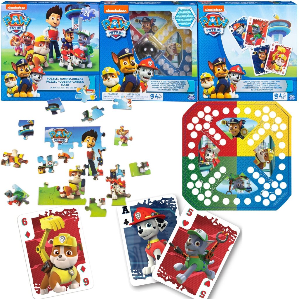 Spēļu komplekts Paw Patrol 3-in-1 puzle Ķīnas kārtis cena un informācija | Galda spēles | 220.lv