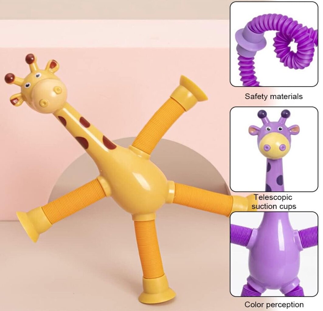 Žirafe ar LED gaismu Fidget Tube, 4gab. cena un informācija | Attīstošās rotaļlietas | 220.lv