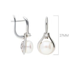 Sudraba auskari ar pērlēm Silver Pearls sievietēm W61862661 cena un informācija | Auskari | 220.lv