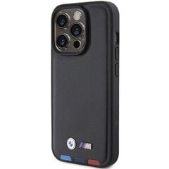 BMW BMHCP15L22PTDK iPhone 15 Pro 6.1" czarny|black Leather Stamp Tricolor цена и информация | Чехлы для телефонов | 220.lv