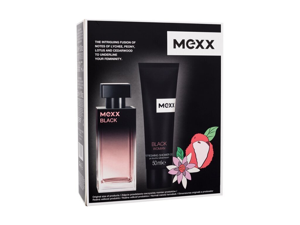 Dāvanu komplekts Mexx Black sievietēm: tualetes ūdens EDT, 30 ml + dušas želeja, 50 ml цена и информация | Sieviešu smaržas | 220.lv