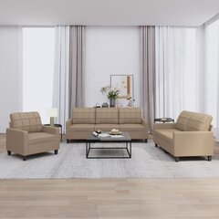 3-daļīgs dīvānu komplekts vidaXL, kapučīno krāsas cena un informācija | Dīvāni | 220.lv