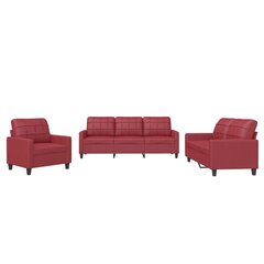 3-daļīgs dīvānu komplekts ar spilveniem vidaXL, sarkans цена и информация | Диваны | 220.lv