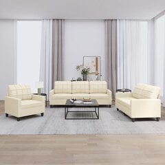 3-daļīgs dīvānu komplekts vidaXL, krēmkrāsas cena un informācija | Dīvāni | 220.lv