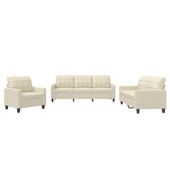 3-daļīgs dīvānu komplekts vidaXL, krēmkrāsas цена и информация | Диваны | 220.lv