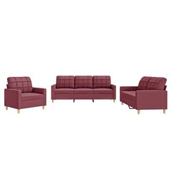 3-daļīgs dīvānu komplekts ar spilveniem vidaXL, sarkans цена и информация | Диваны | 220.lv