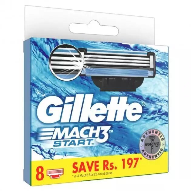 Skuvekļu galviņas Gillette Mach3 Start vīriešiem, 8 gab. cena un informācija | Skūšanās piederumi, kosmētika | 220.lv