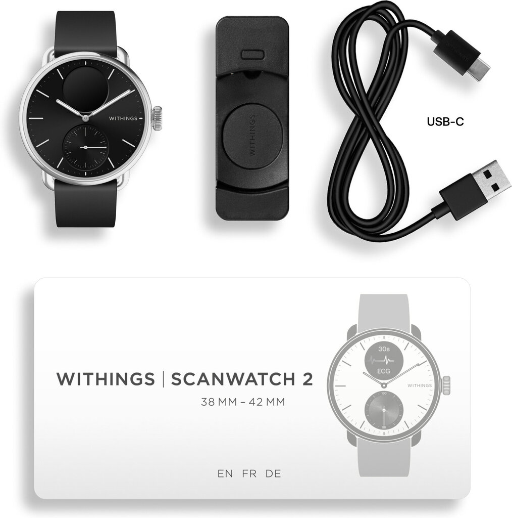 Withings Scanwatch 2, 38 mm, Black cena un informācija | Viedpulksteņi (smartwatch) | 220.lv