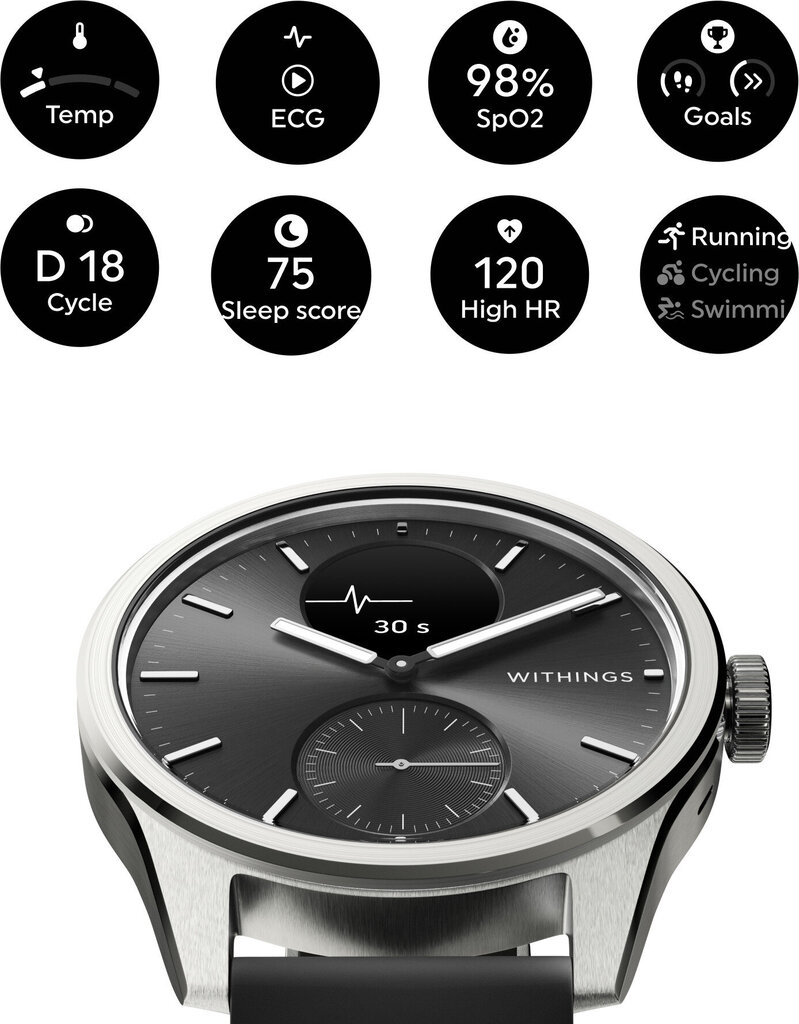 Withings Scanwatch 2 Black cena un informācija | Viedpulksteņi (smartwatch) | 220.lv