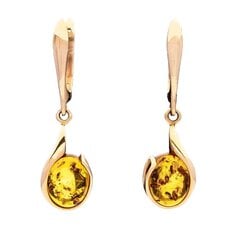 Золотые серьги с янтарём цена и информация | Серьги | 220.lv
