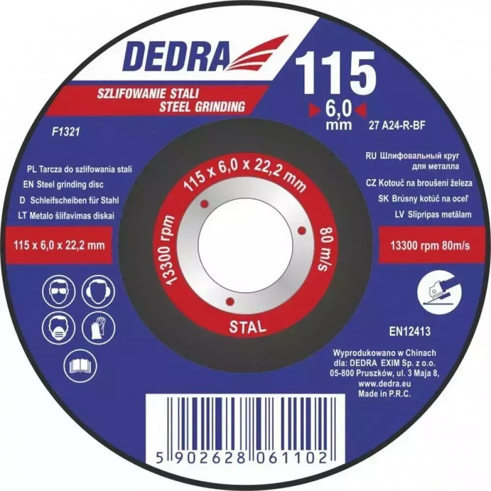 Slīpēšanas disks tērauda izliektam 115x6,0x22,2 цена и информация | Slīpmašīnas | 220.lv