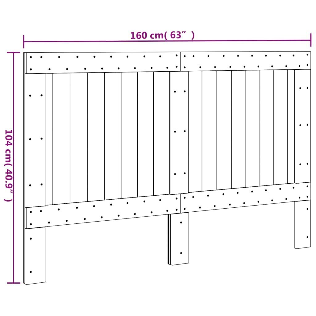 Galvgalis, 160x104 cm, priedes masīvkoks cena un informācija | Gultas | 220.lv