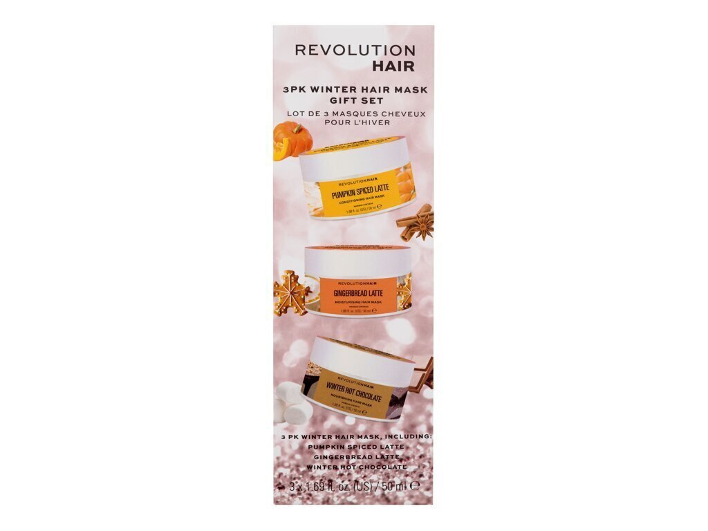 MAtu masku komplekts Revolution Haircare Winter Hair Mask Gift Set, 50 ml, 3 gab. cena un informācija | Matu kondicionieri, balzāmi | 220.lv