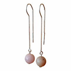 Серебряные серьги-цепочки с полудрагоценным камнем Rosa Opal I.L.U.S цена и информация | Серьги | 220.lv