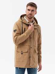 Мужская куртка-парка с карманами для переноски - светло-коричневый V2 OM-JANP-22FW-004 123259-7 цена и информация | Мужские куртки | 220.lv