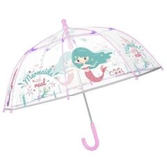 Ручной зонтик, прозрачный, русалка, 42 см цена и информация | Аксессуары для детей  | 220.lv