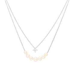 Sudraba kaklarota un pērlēm Silver Pearls sievietēm W60267237 cena un informācija | Kaklarotas | 220.lv