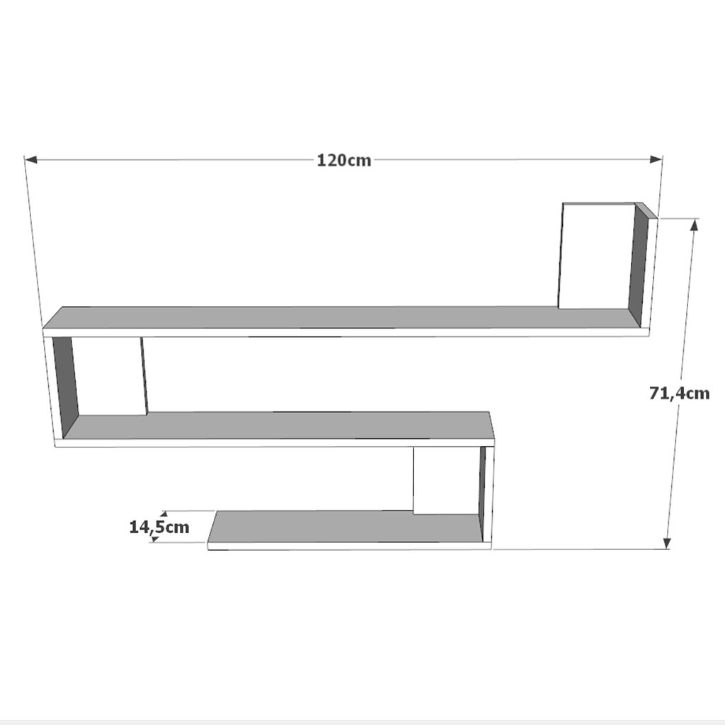 Sienas plaukts Asir, 120x71,4x14,5cm, balts cena un informācija | Plaukti | 220.lv