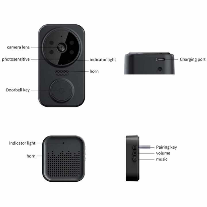 Bezvadu durvju zvans ar videokameru ELSA (melns) cena un informācija | Durvju zvani, actiņas | 220.lv