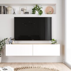 TV skapītis Asir, 140x29,1x31,6cm, balts цена и информация | Тумбы под телевизор | 220.lv