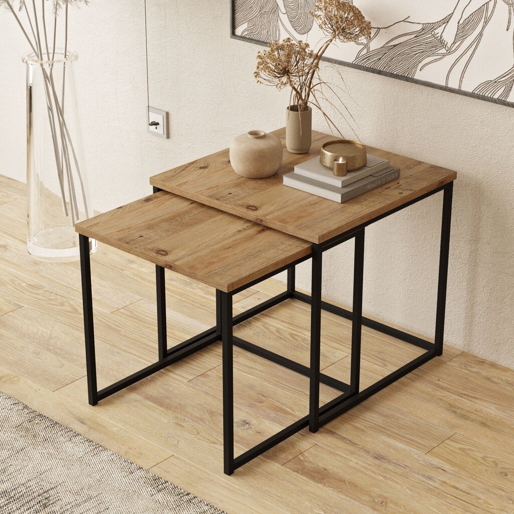 Dīvāna galds Asir, 50x47,8x50cm, 45x44,8x45cm, smilškrāsas цена и информация | Žurnālgaldiņi | 220.lv