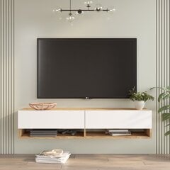 TV skapītis Asir, 140x29,1x31,6cm, balts/bēšs цена и информация | Тумбы под телевизор | 220.lv