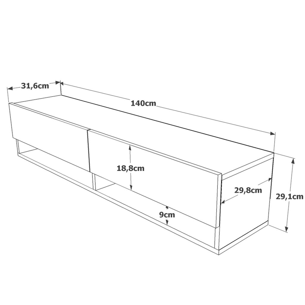 TV skapītis Asir, 140x29,1x31,6cm, brūns/melns цена и информация | TV galdiņi | 220.lv