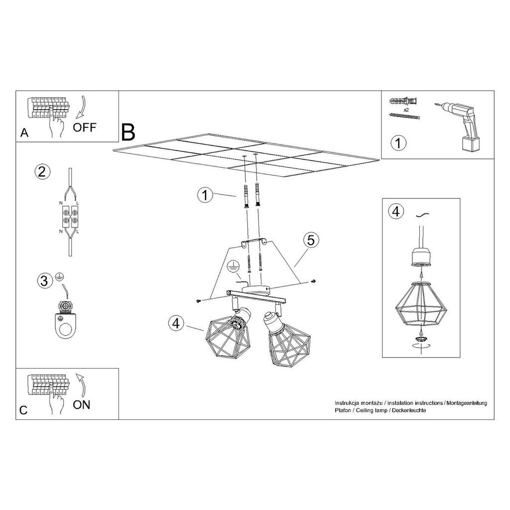 Griestu lampa ARTEMIS 2 melns цена и информация | Griestu lampas | 220.lv