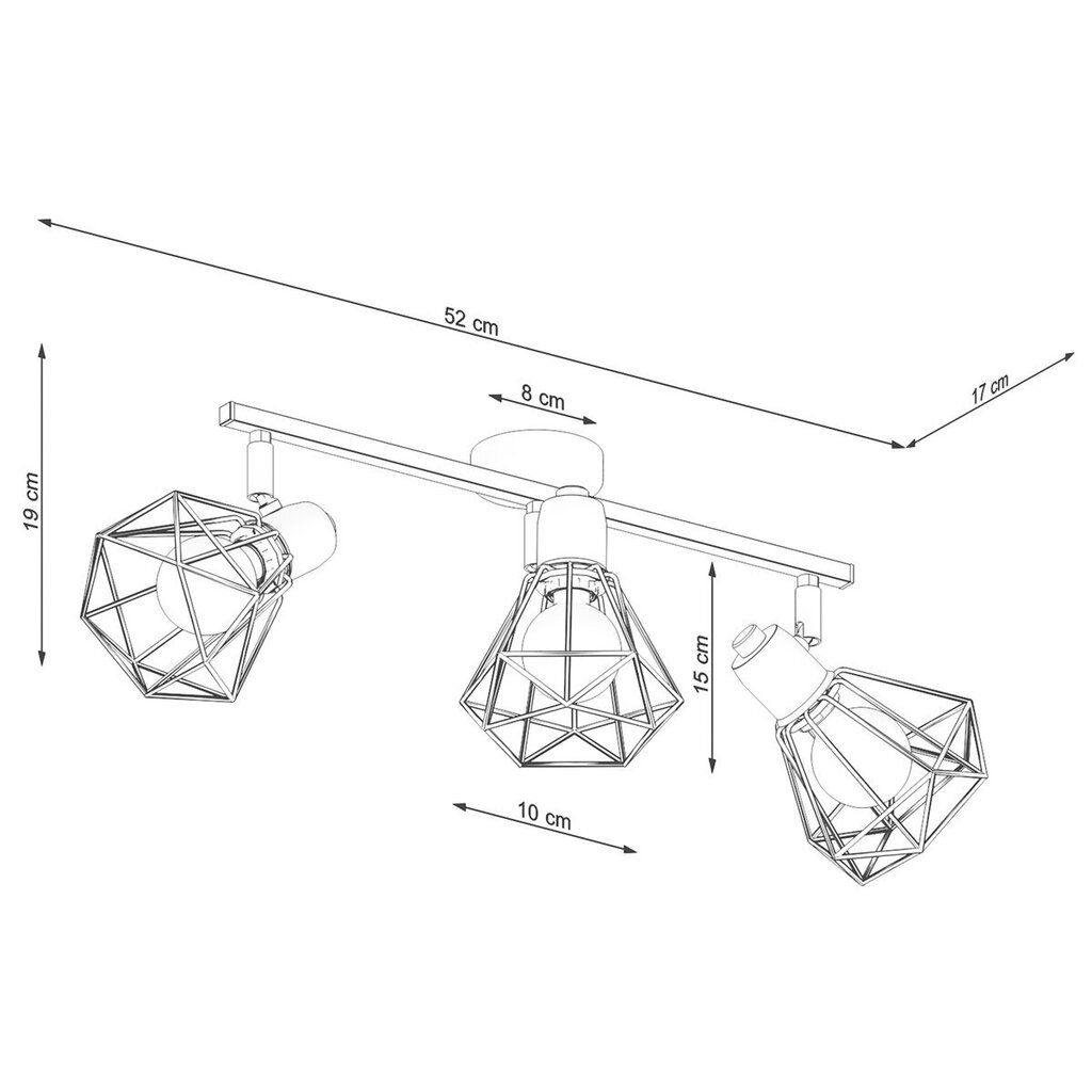 Griestu lampa ARTEMIS 3 melns цена и информация | Griestu lampas | 220.lv