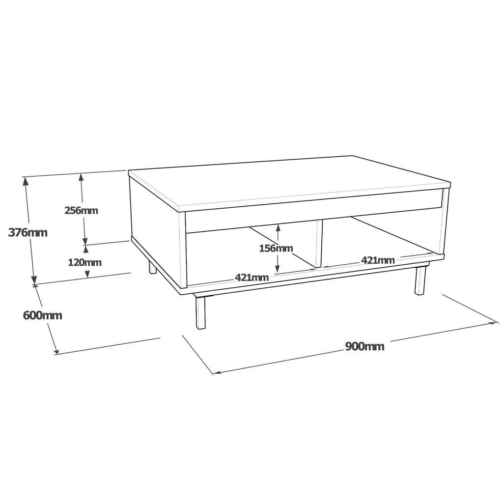 Žurnālgaldiņš Asir, 90x37,6x60cm, bēšs/melns cena un informācija | Žurnālgaldiņi | 220.lv