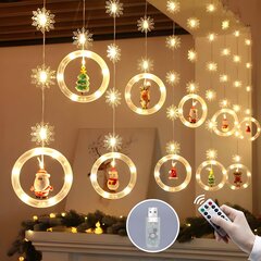 Ziemassvētku lampiņas ar 10 riņķiem un Ziemassvētku rotājumiem riņķos, 3m, 120 LED, LIVMAN XY-006 цена и информация | Гирлянды | 220.lv