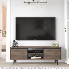 TV skapītis Asir, 140x48,1x35,5cm, tumši brūns/melns cena un informācija | TV galdiņi | 220.lv