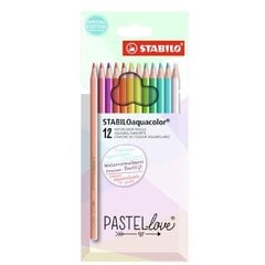 STABILO цветные карандаши Aquacolor Pastellove, 12 цветов цена и информация | Принадлежности для рисования, лепки | 220.lv