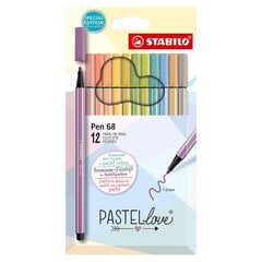 STABILO Pen 68 flomāsteri PASTEL love/12 krāsas цена и информация | Принадлежности для рисования, лепки | 220.lv