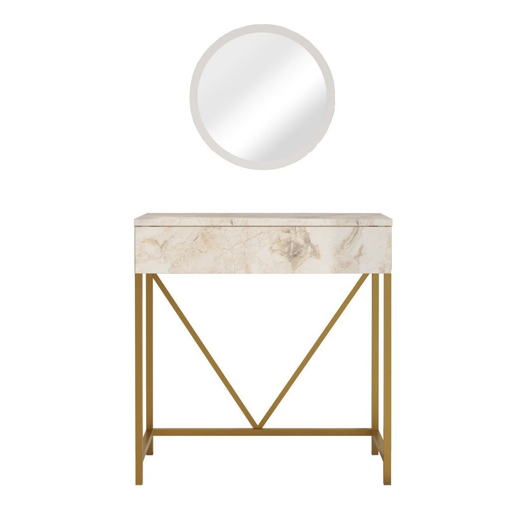 Tualetes galdiņš Asir, 72x75x40cm, balts/zelta cena un informācija | Kosmētikas galdiņi | 220.lv