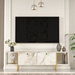 TV skapītis Asir, 160x47,6x40cm, balts/zelts cena un informācija | TV galdiņi | 220.lv