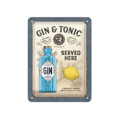 Металлическая тарелка Nostalgic Art Gin & Tonic Served Here, 15 х 20 см цена и информация | Прикольные подарки | 220.lv