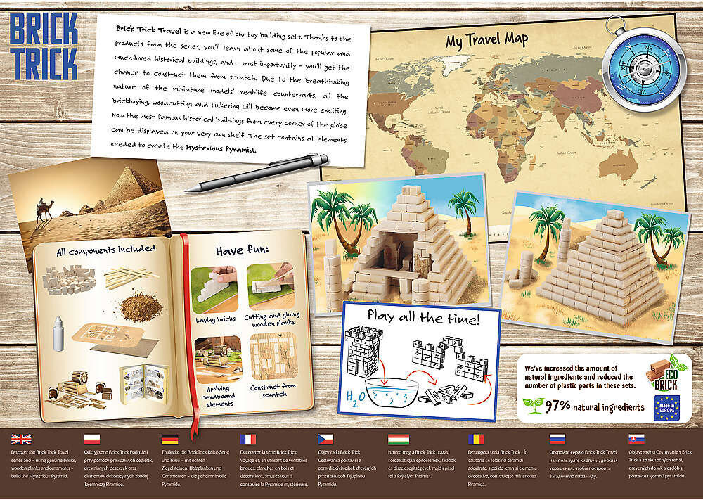 Eko klucīšu komplekts Trefl Brick Trick Travel Piramidė cena un informācija | Konstruktori | 220.lv