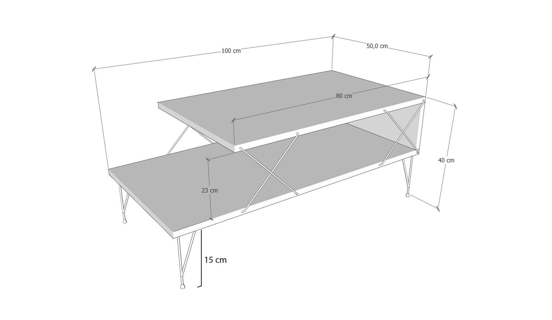 Žurnālgaldiņš Asir, 100x40x50cm, balts un melns цена и информация | Žurnālgaldiņi | 220.lv