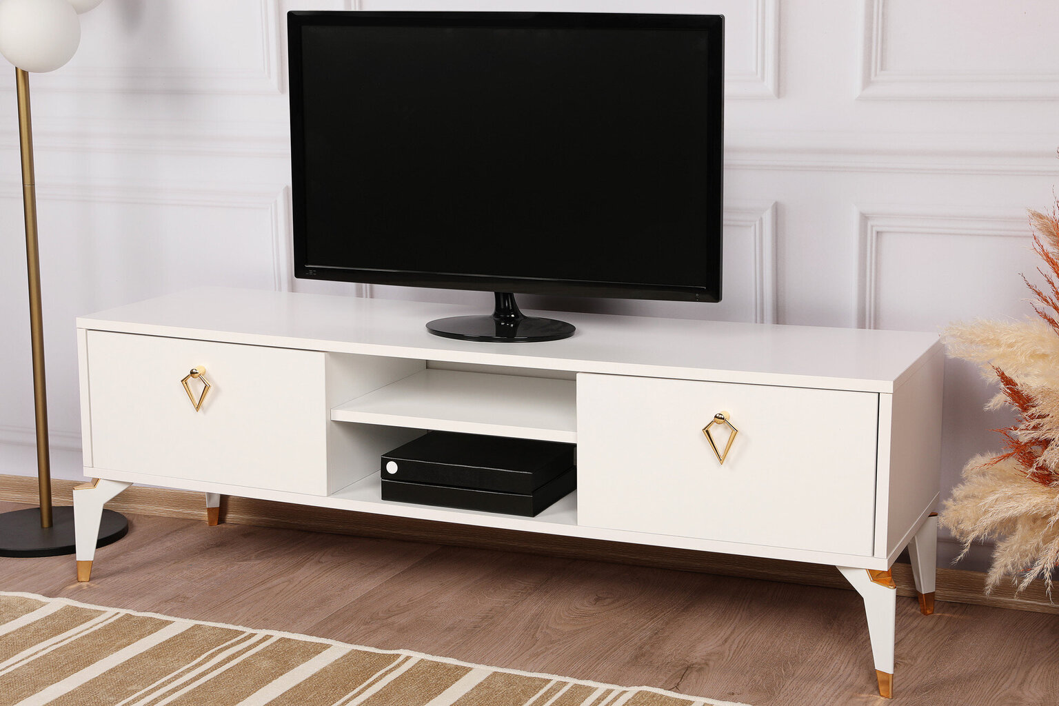 TV pamatne Asir, 143x47x40cm, balta cena un informācija | TV galdiņi | 220.lv