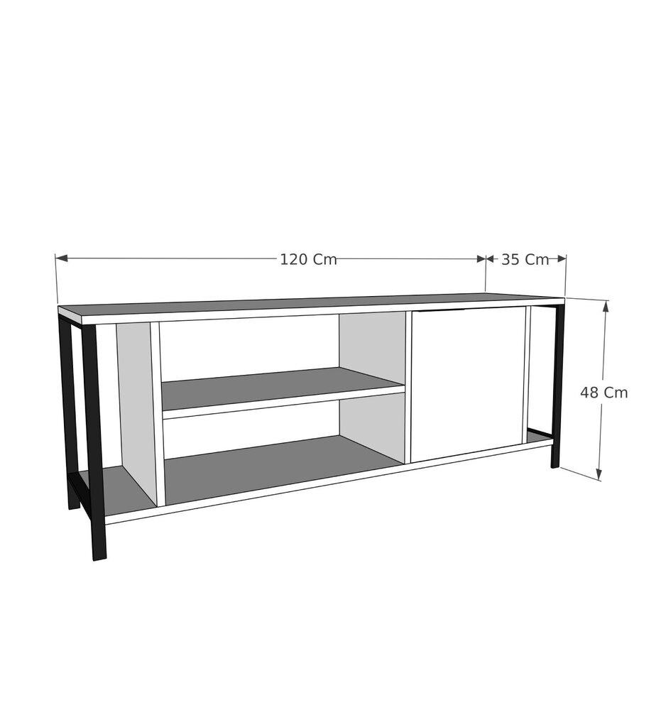 TV statīvs Asir, 120x54x30cm, melns cena un informācija | TV galdiņi | 220.lv