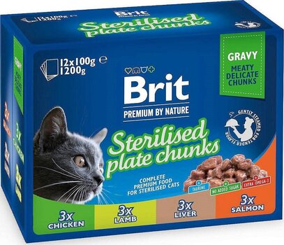 Brit Premium komplekts sterilizētiem kaķiem, 12x100 g цена и информация | Консервы для котов | 220.lv