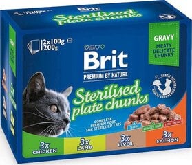 Brit Premium komplekts sterilizētiem kaķiem, 12x100 g cena un informācija | Brit Zoo preces | 220.lv