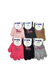 Перчатки для девочек Rak R-012A Единорог, серые цена и информация | Зимняя одежда для детей | 220.lv