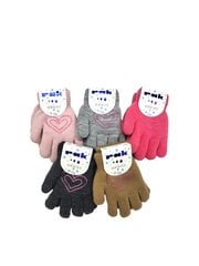Перчатки для девочек Rak R-104DB DB, сердечко, серые цена и информация | Зимняя одежда для детей | 220.lv