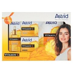 Косметический набор Astrid Vitamin C complete brightening anti-wrinkle care: дневной крем, 50 мл + ночной крем, 50 мл + сыворотка, 30 мл + текстильная маска цена и информация | Наносите на чистую кожу лица. Подержите около 10-15 минут и смойте водой. | 220.lv